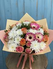Букет цветов из:  Розы, Герберы и Хризантемы в Чистополе