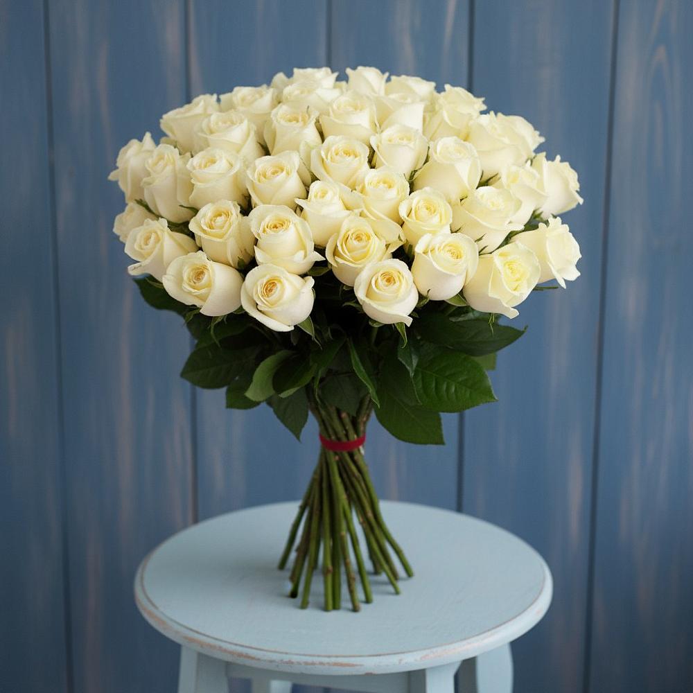 Букет 51 Белая роза Эдлесс Лав в Чистополе