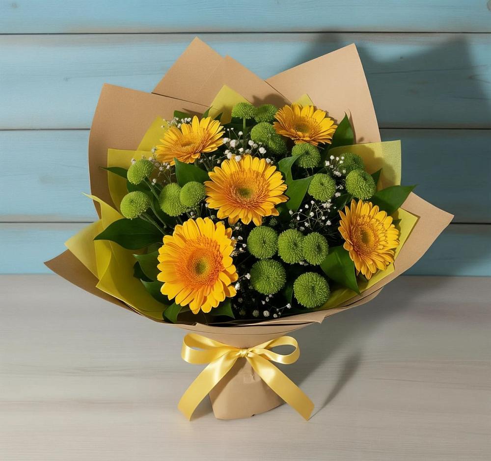 Букет цветов из: Герберы и Хризантемы в Чистополе