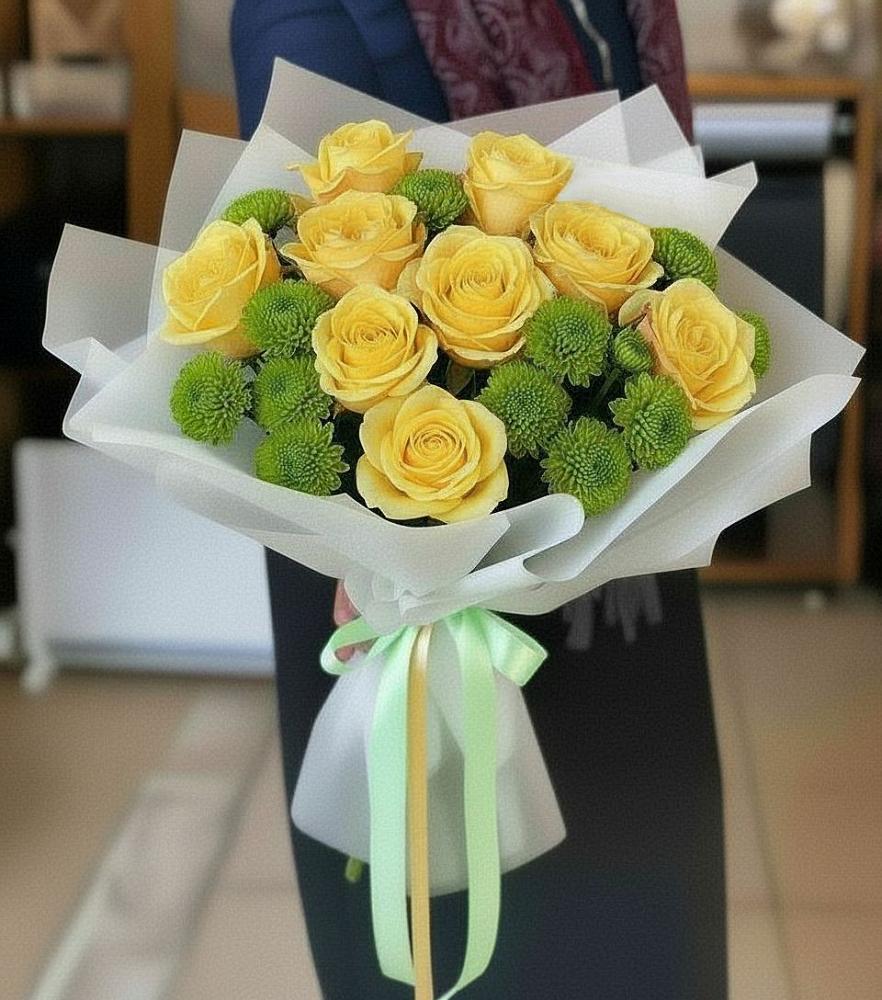 Букет цветов из: Хризантемы и Розы в Чистополе