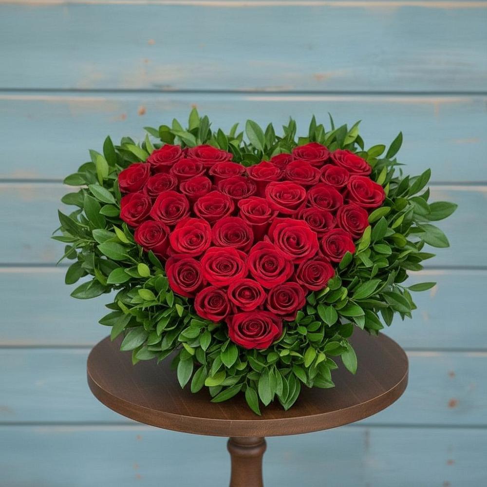 Цветочная композиция из Розы в виде сердца в Чистополе