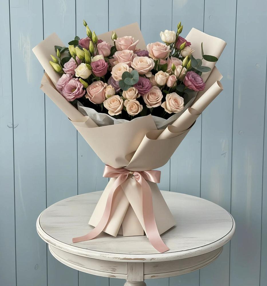 Букет цветов из: Розы и Лизиантусы в Чистополе