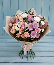 Букет цветов из:  Хризантемы, Розы и Альстромерии в Чистополе