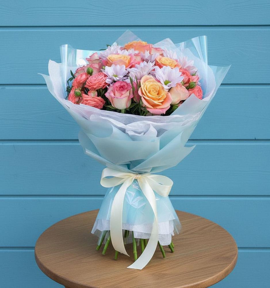 Букет цветов из: Хризантемы и Розы в Чистополе