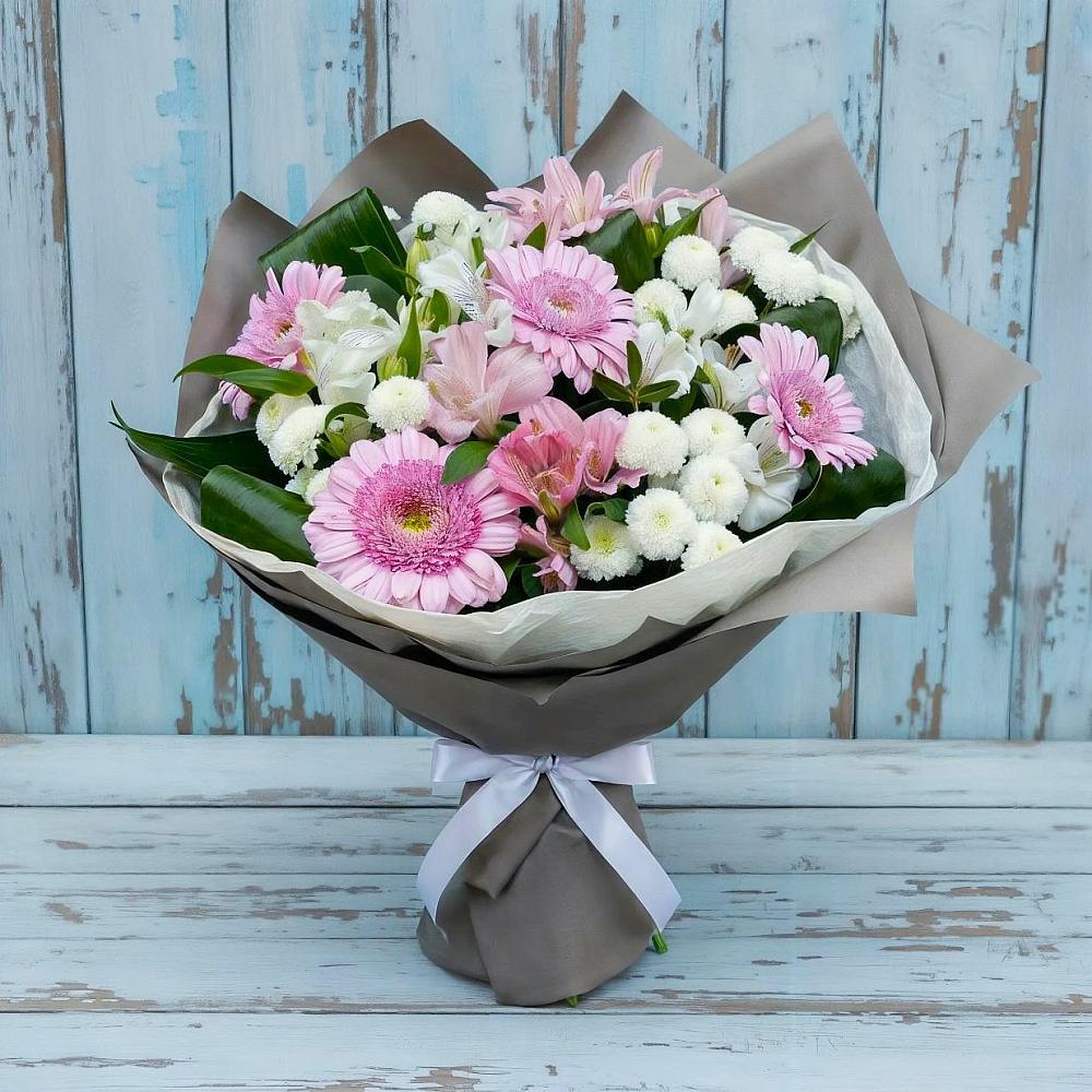 Букет цветов из: Герберы, Альстромерии и Хризантемы в Чистополе